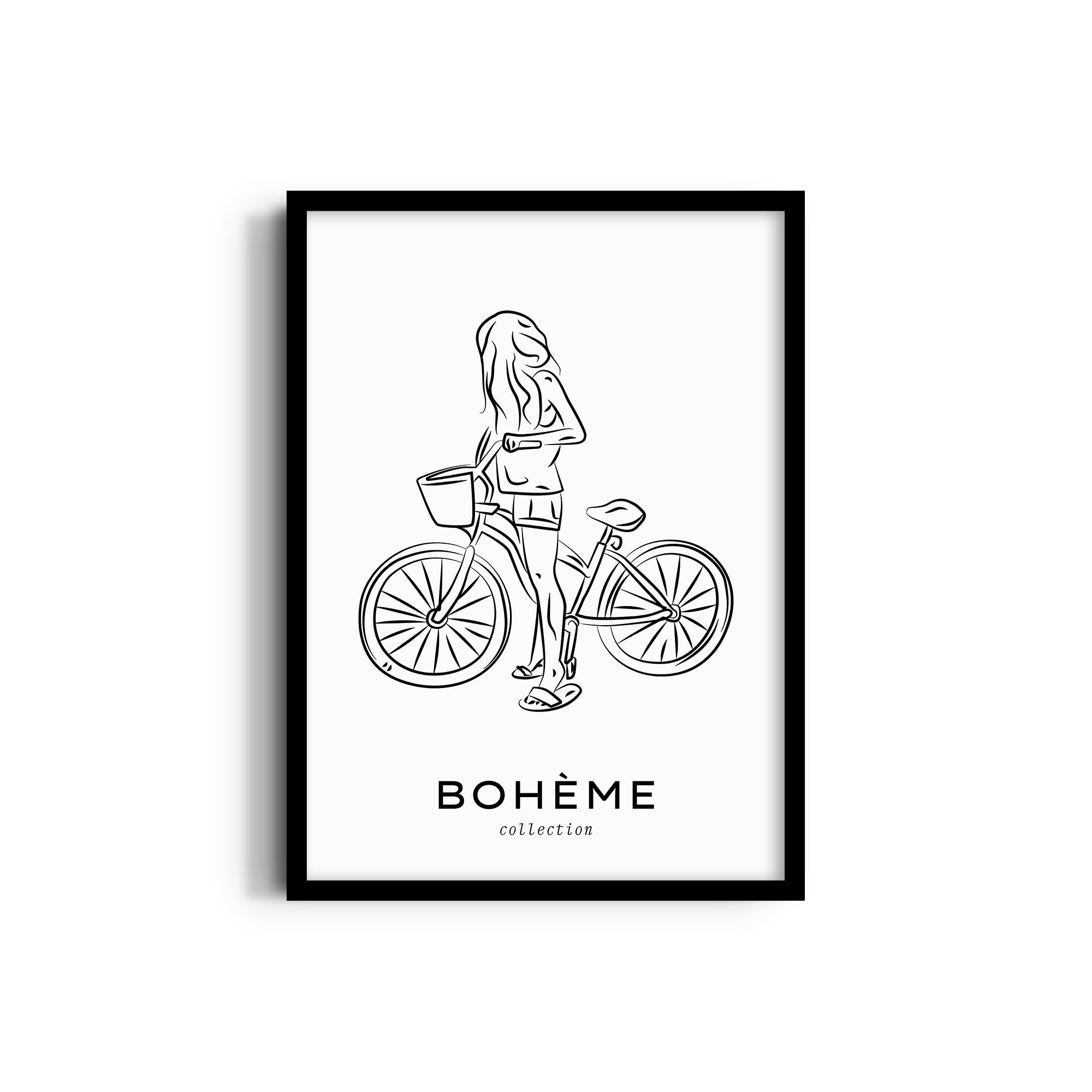 Girl on a cycle Modern Line Wall Art