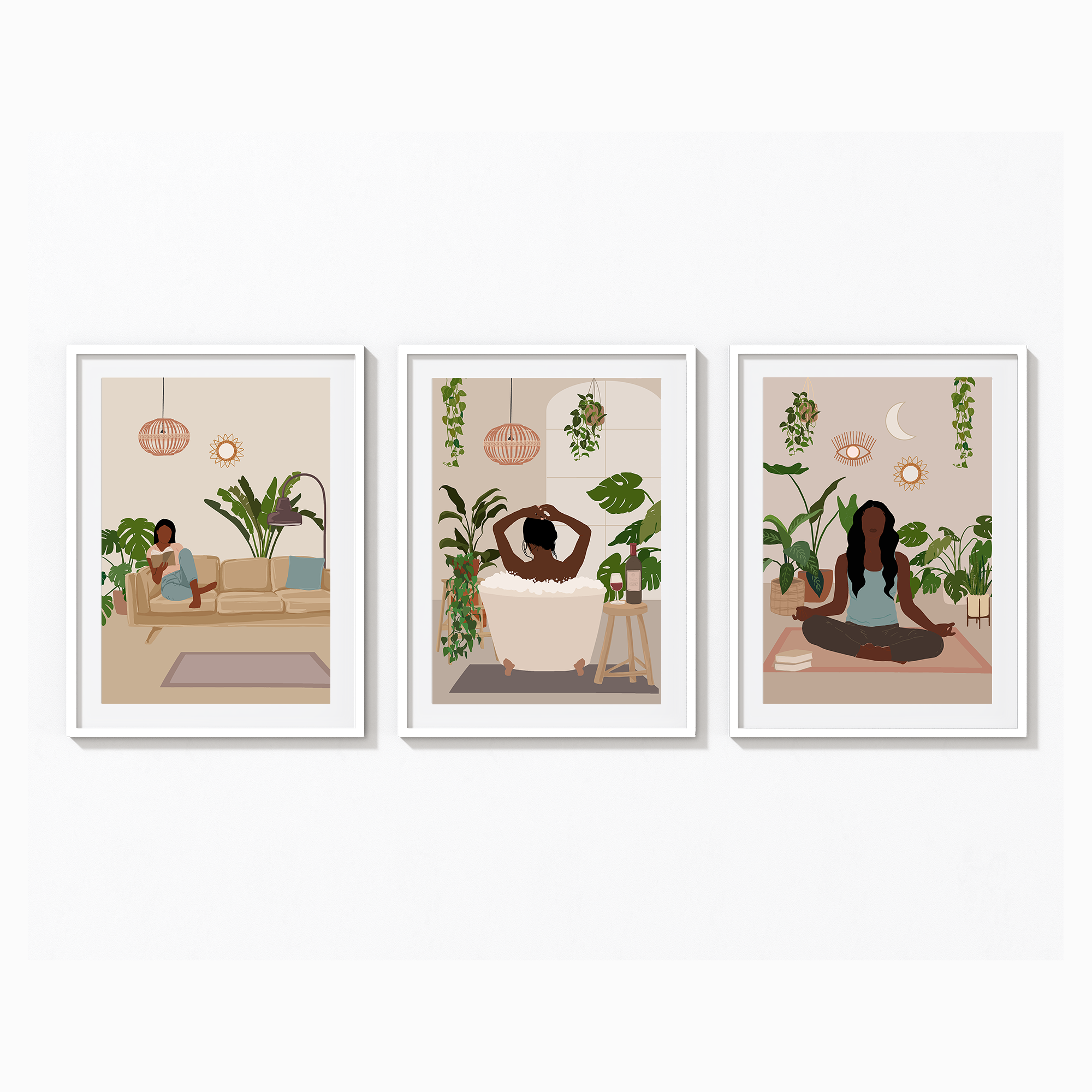 Set of 3 Kind Women Modern Wall Art