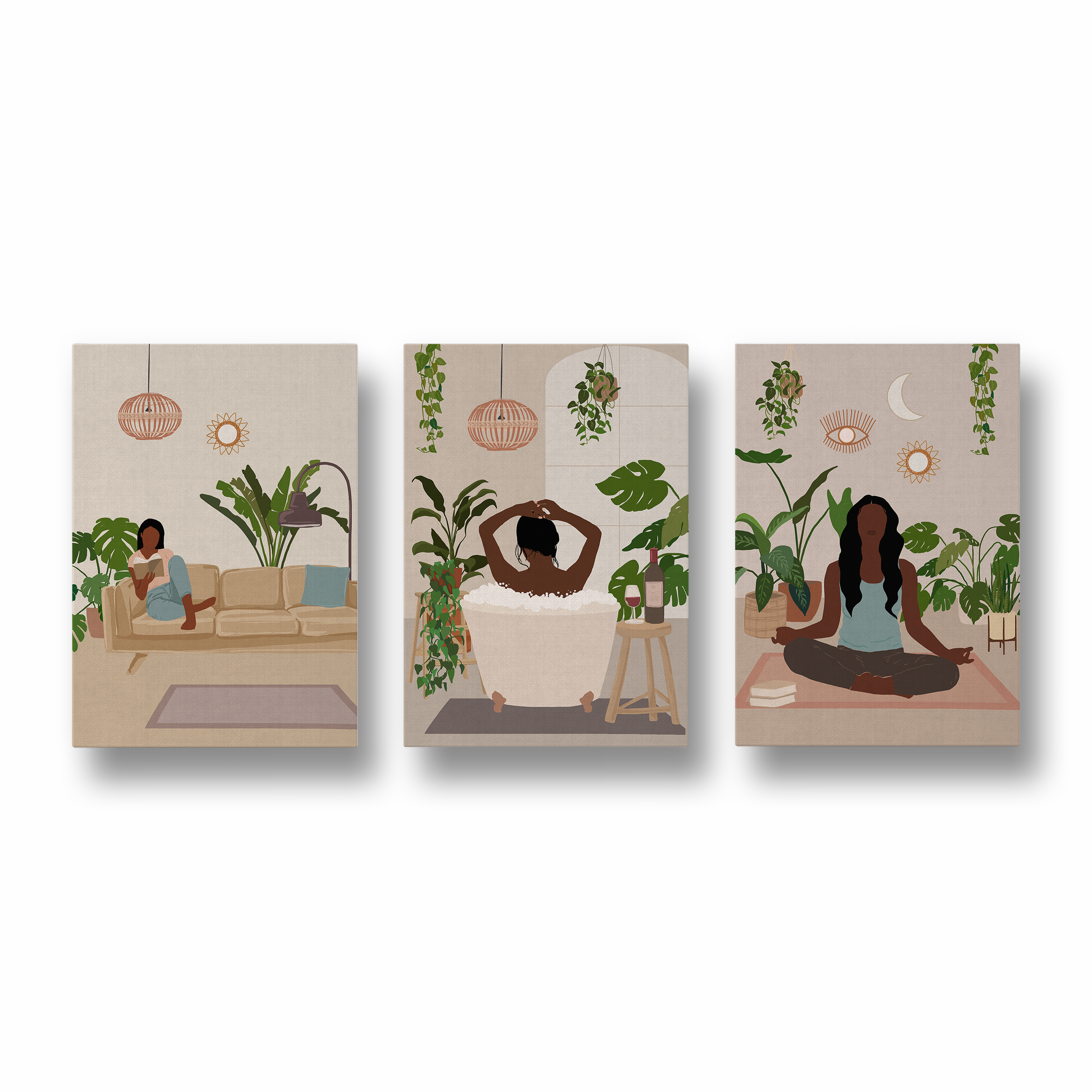 Set of 3 Kind Women Modern Wall Art