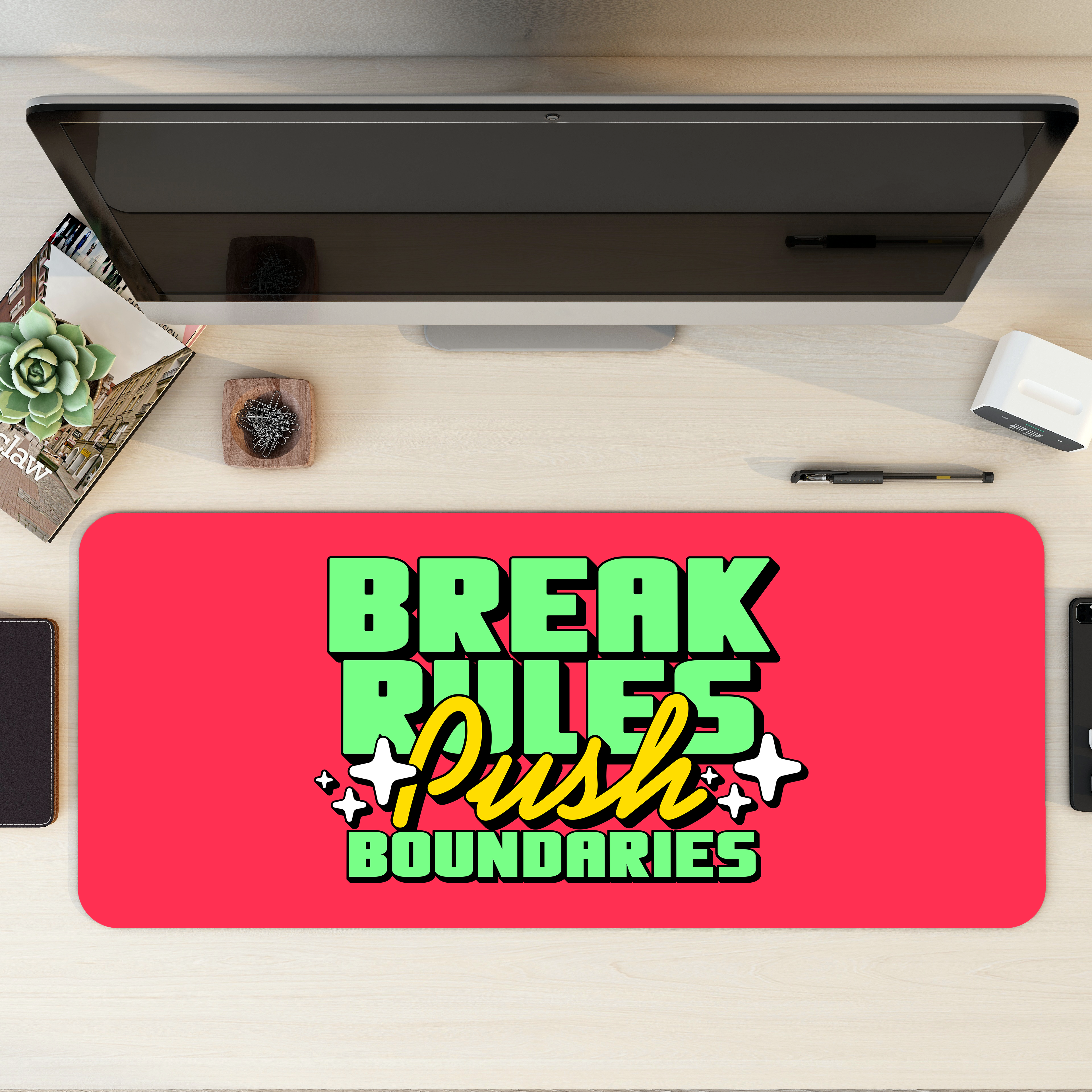 Break Rules Push Boundaries Desk Mat | Desk Pad | Mouse Pad