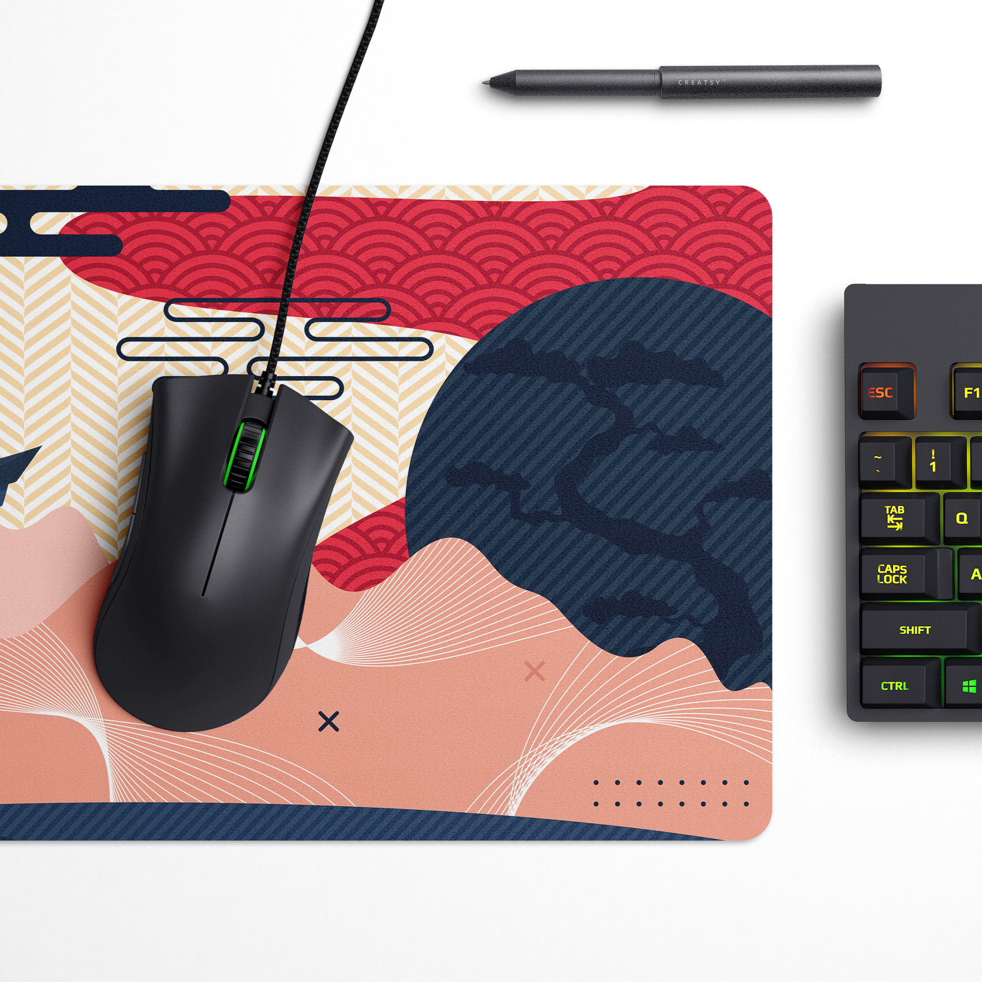 Modern Torii Waves Desk Mat | Desk Pad | Mouse Pad
