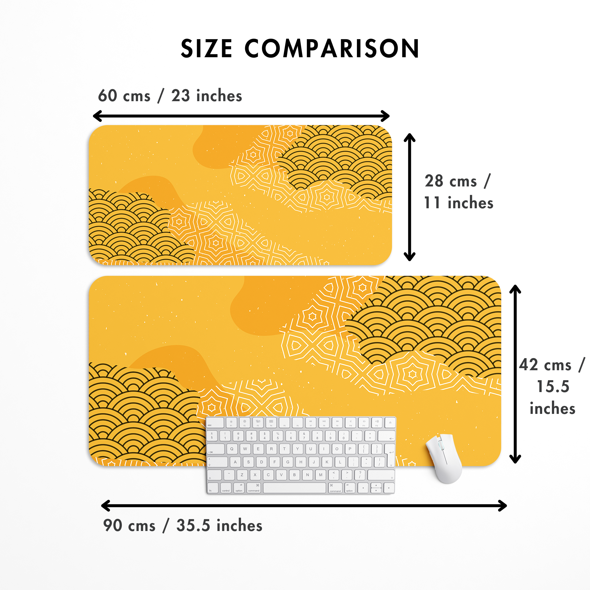 Golden Seigaiha Pattern Desk Mat | Desk Pad | Mouse Pad