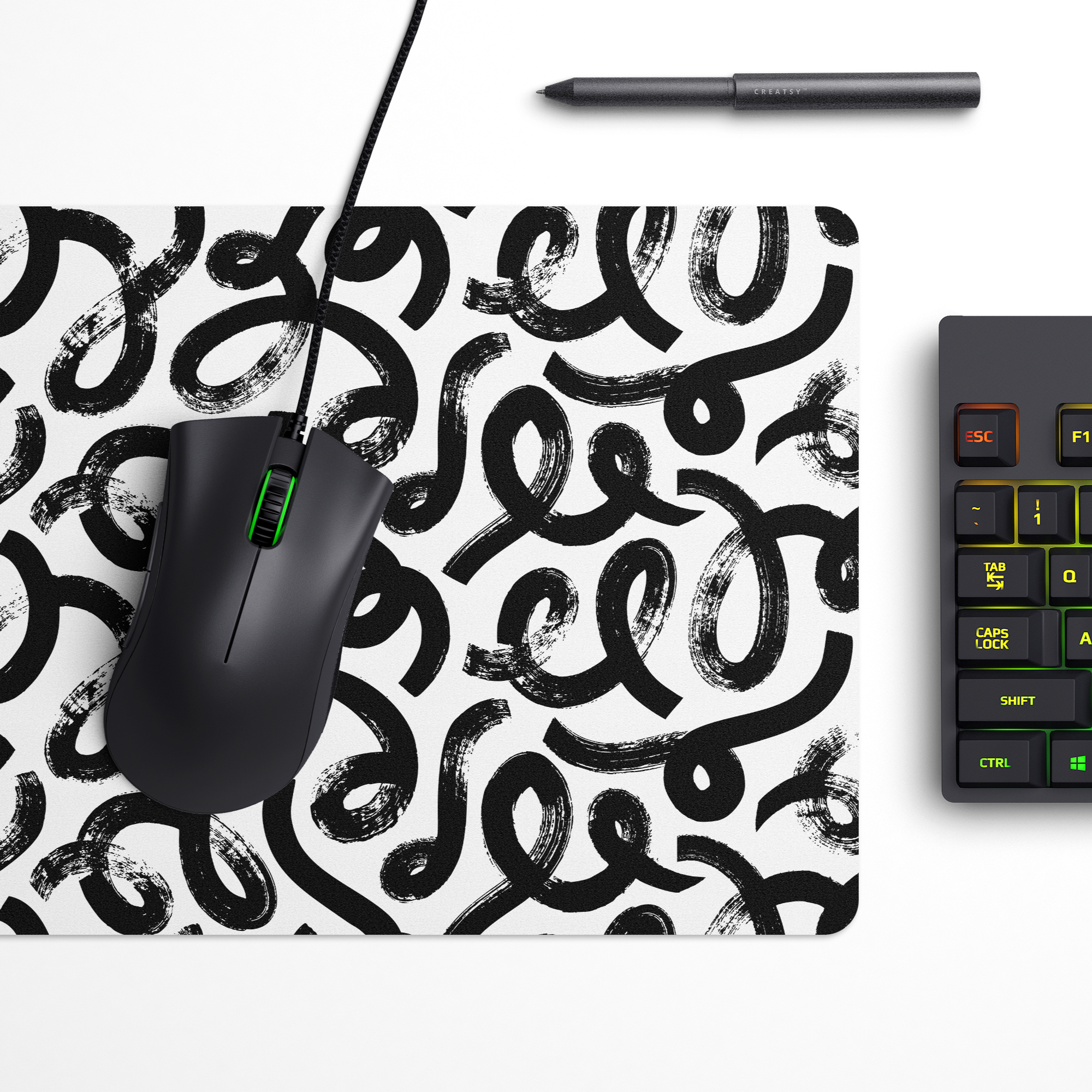 Calligraphy Chaos Desk Mat | Desk Pad | Mouse Pad