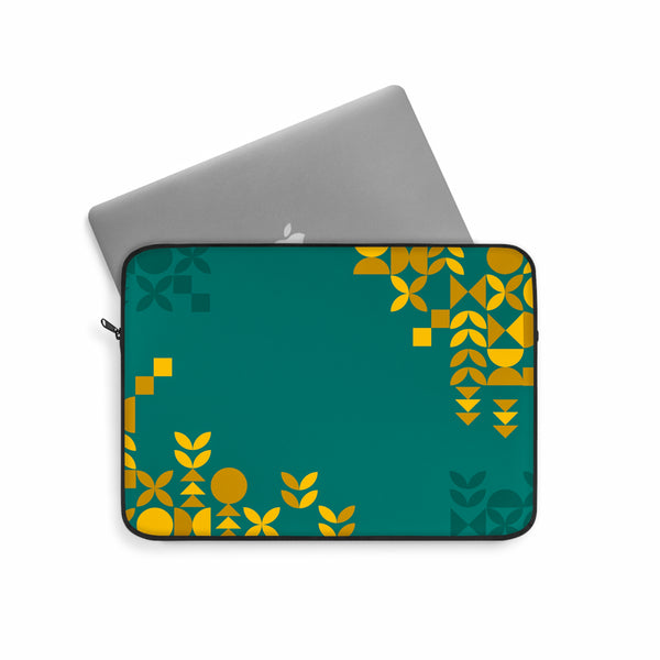 Geometric Pattern Green Laptop Sleeve (Macbook, HP, Lenovo, Asus, Others)