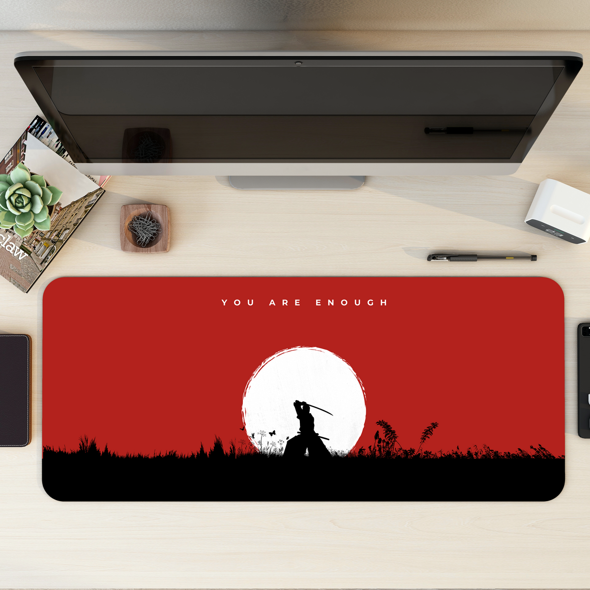 Quiet Warrior Red Desk Mat | Desk Pad | Mouse Pad