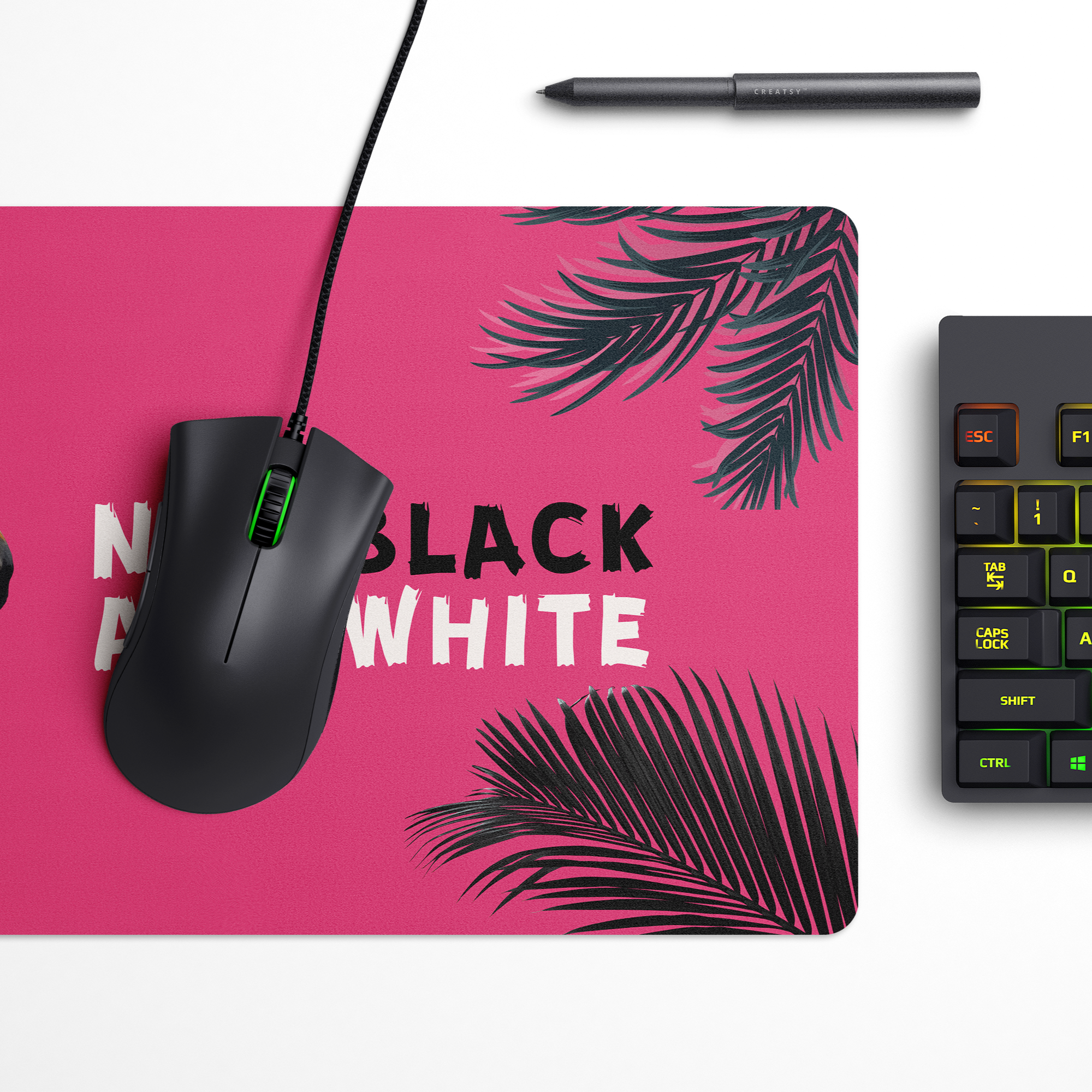 Not Black and White Red Desk Mat | Desk Pad | Mouse Pad
