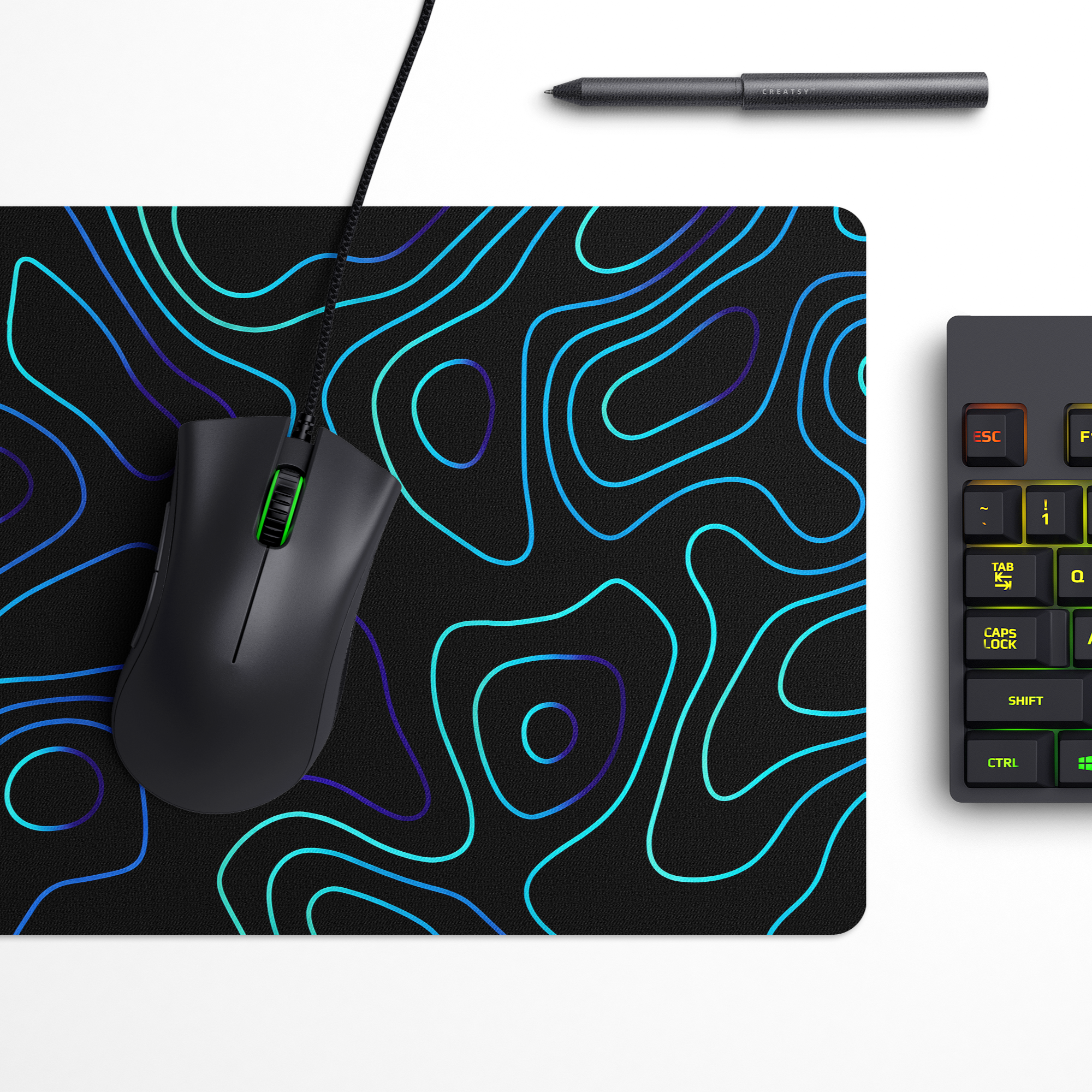 Topo Blue Topography Desk Mat | Desk Pad | Mouse Pad