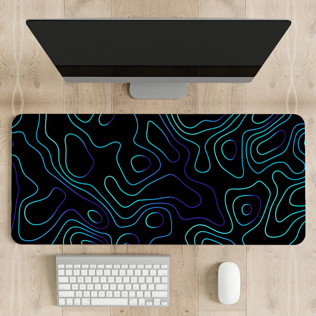 Topo Blue Topography Desk Mat | Desk Pad | Mouse Pad