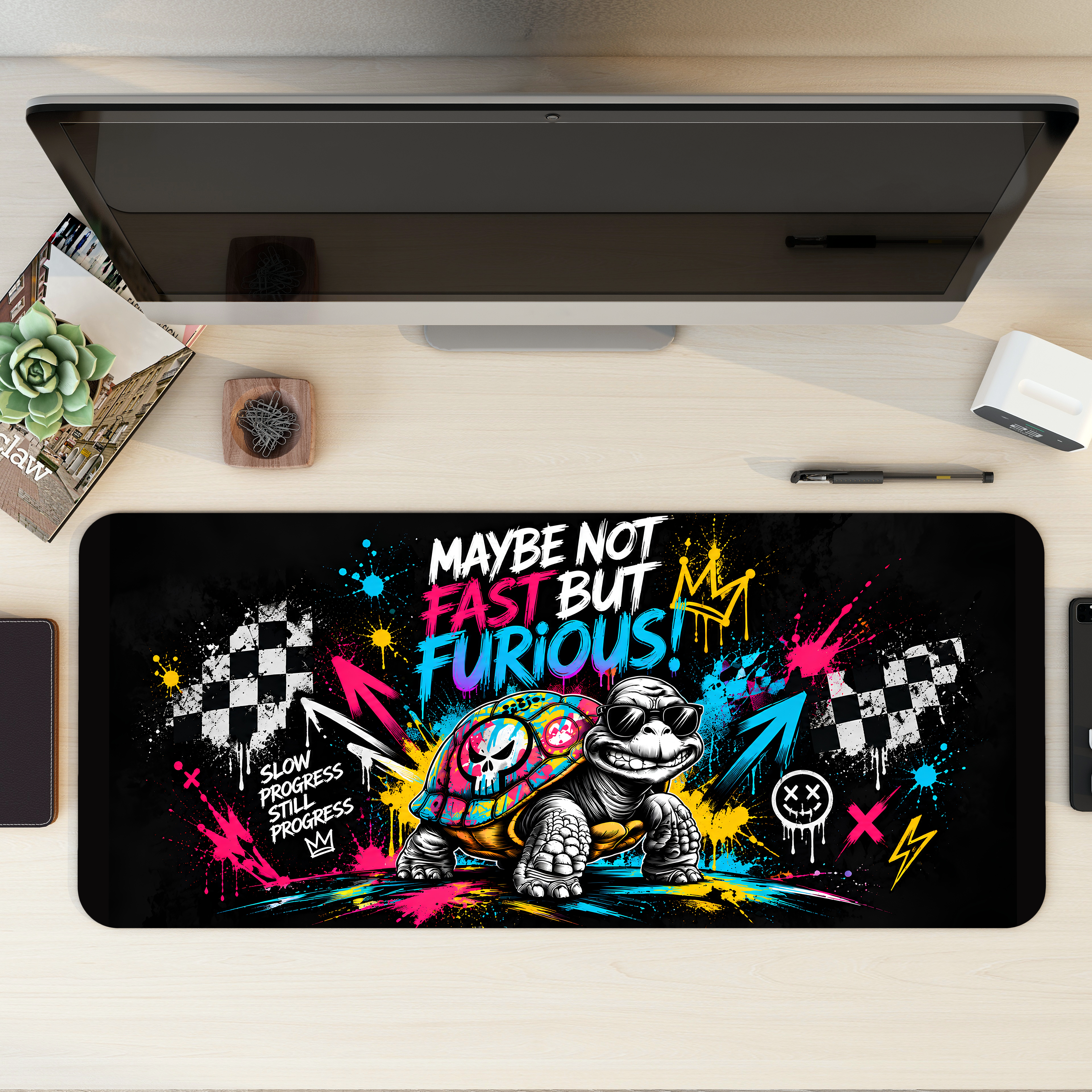 Slow but Furious Desk Mat | Desk Pad | Mouse Pad