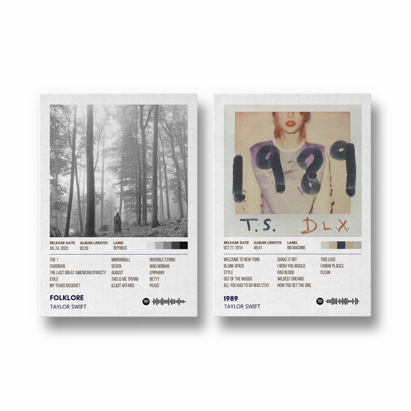Folklore & 1989 Set of 2 Taylor Swift Album Posters