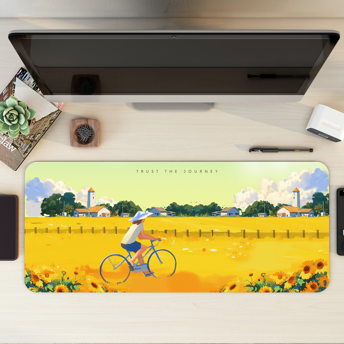 Sunflower Ride Desk Mat | Desk Pad | Mouse Pad