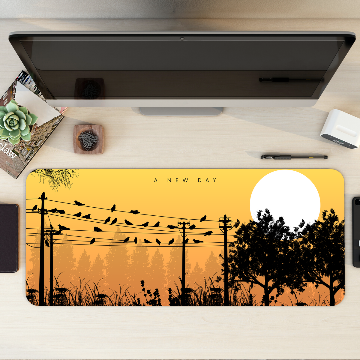 Golden Flock Desk Mat | Desk Pad | Mouse Pad