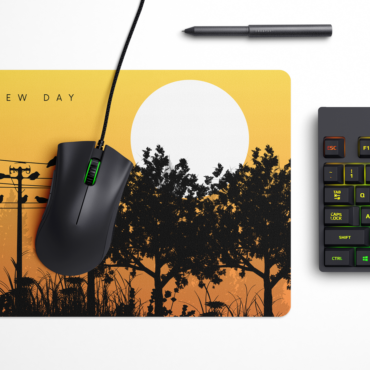Golden Flock Desk Mat | Desk Pad | Mouse Pad