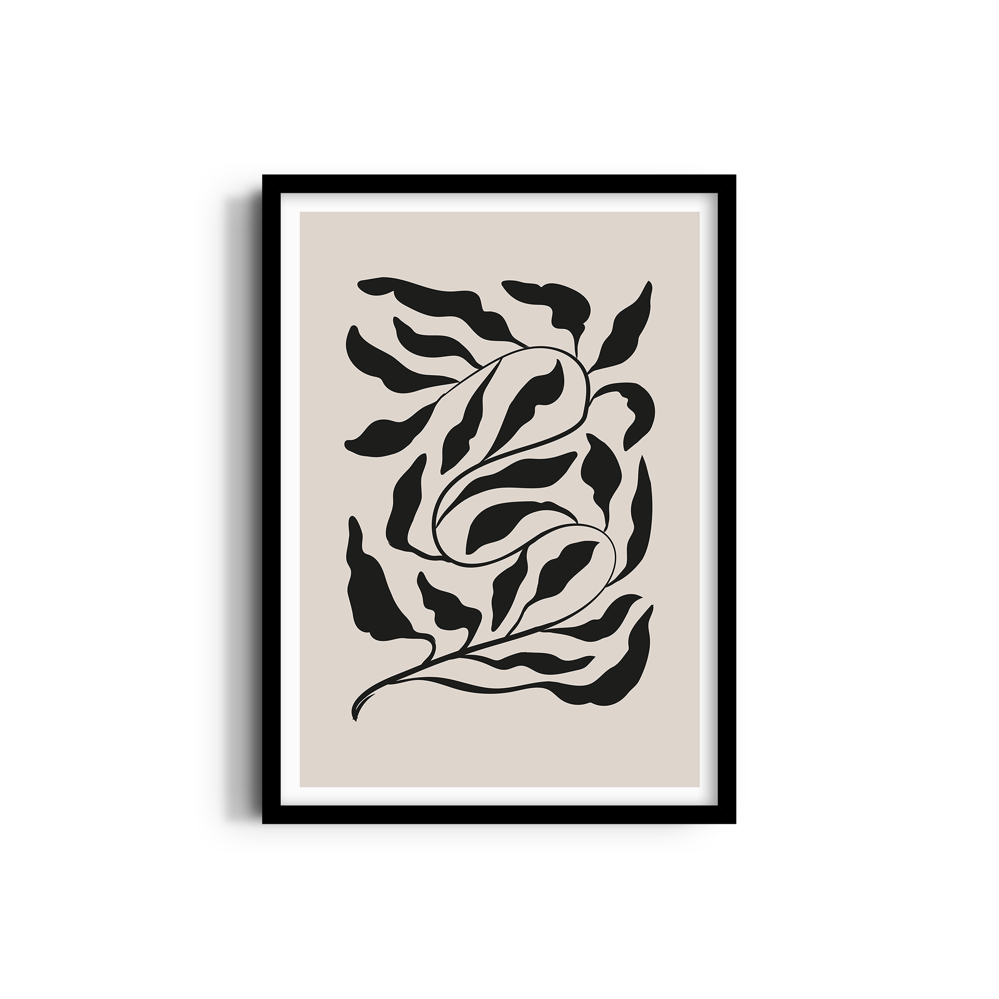 Feuilles on Beige Simplicity Wall Art