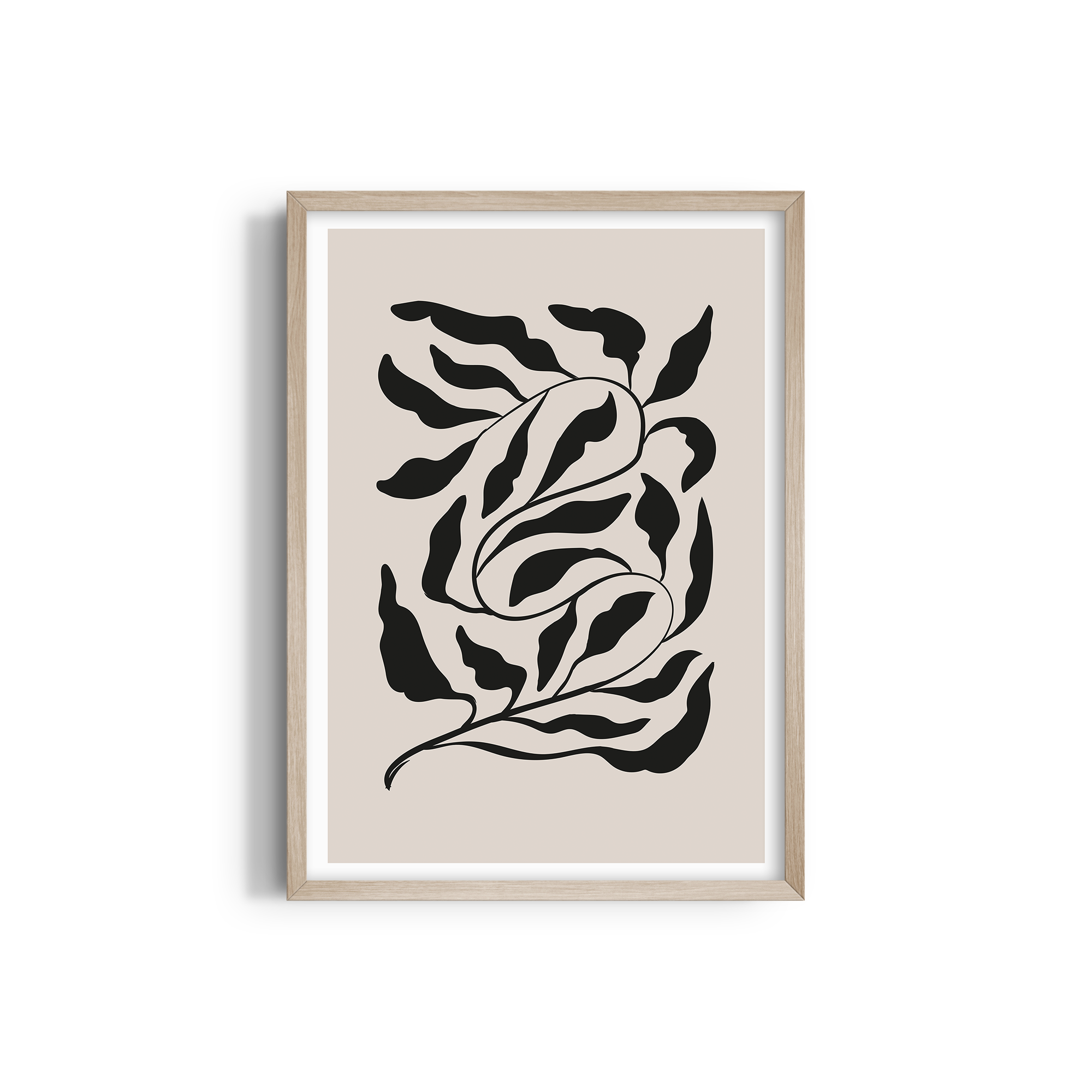 Feuilles on Beige Simplicity Wall Art