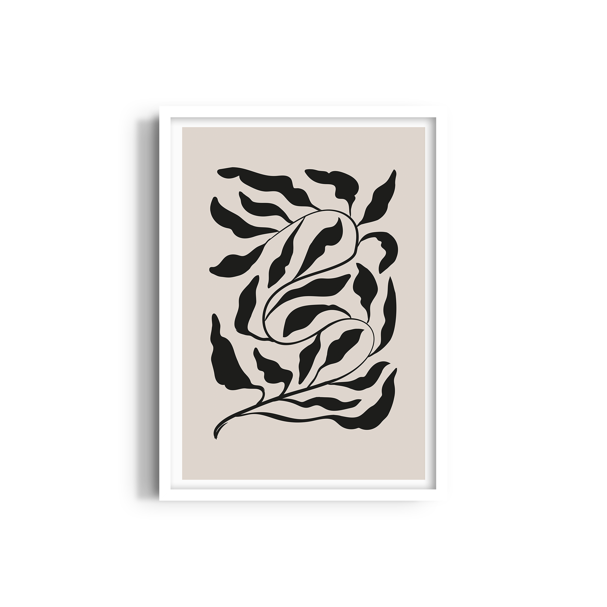 Feuilles on Beige Simplicity Wall Art