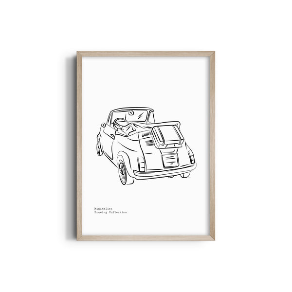 Vintage Car Modern Line Wall Art