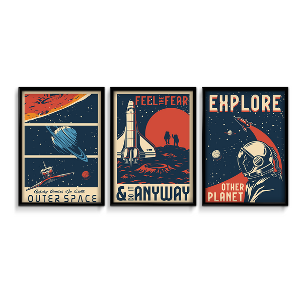 Set of 3 Space Wall Art