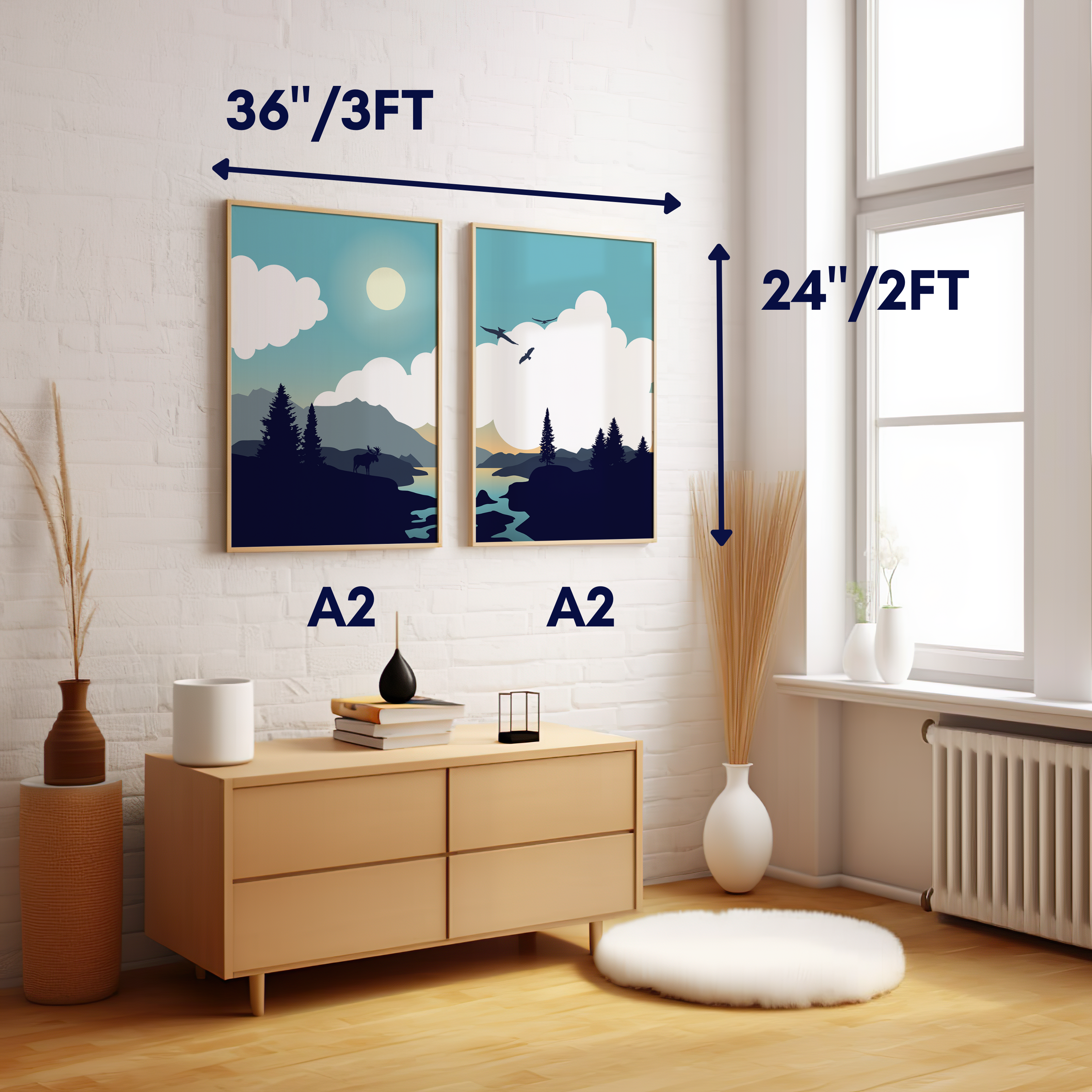 Set of 2 Sunny Day Landscape Wall Art