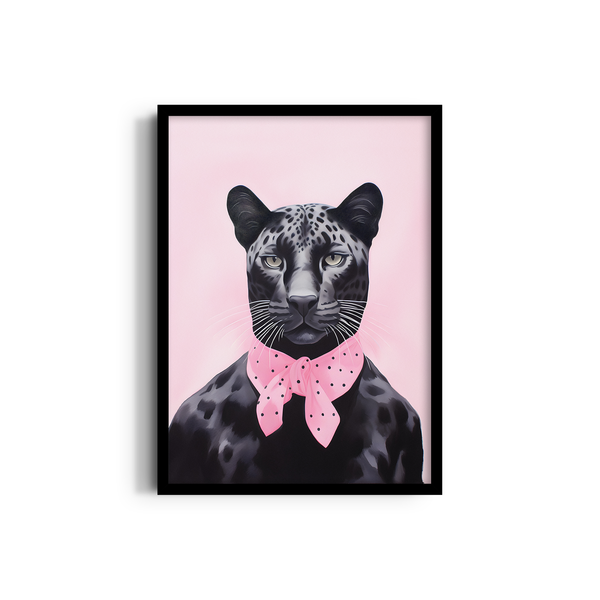 Elegance in the Wild (Leopard with a bow) Wall Art