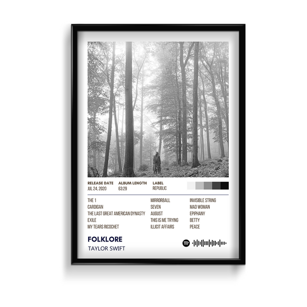 Folklore by Taylor Swift Album Poster