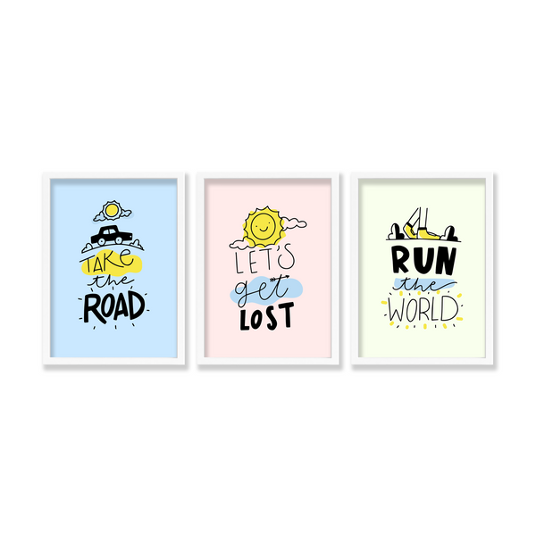 Set of 3 Travel Quotes Wall Art