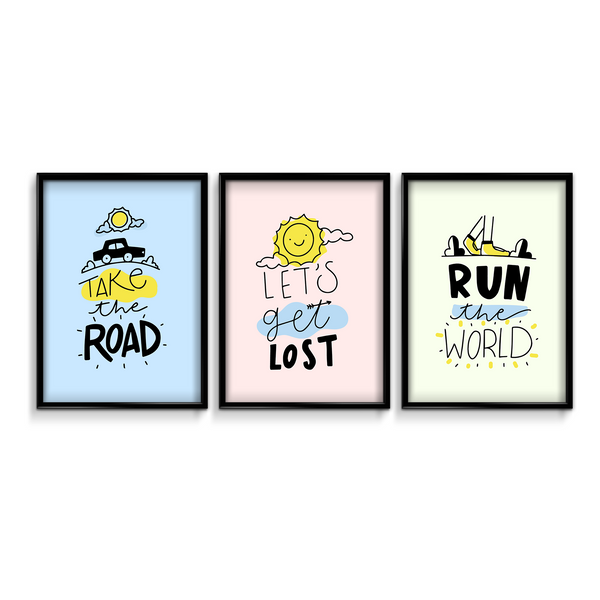Set of 3 Travel Quotes Wall Art