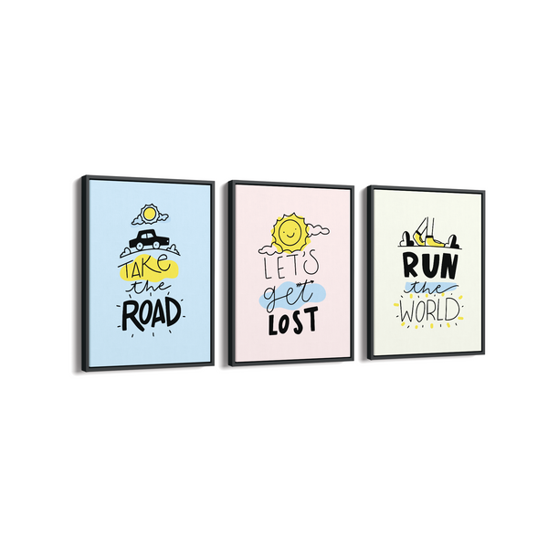 Set of 3 Travel Quotes Wall Art