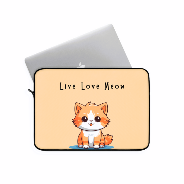 Live love meow Cat design Laptop Sleeve (Macbook, HP, Lenovo, Asus, Others) | Laptop Cover