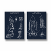 Space Shuttle & Communication Satellite Set of 2 Space Art