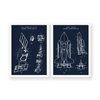 Space Shuttle & Communication Satellite Set of 2 Space Art