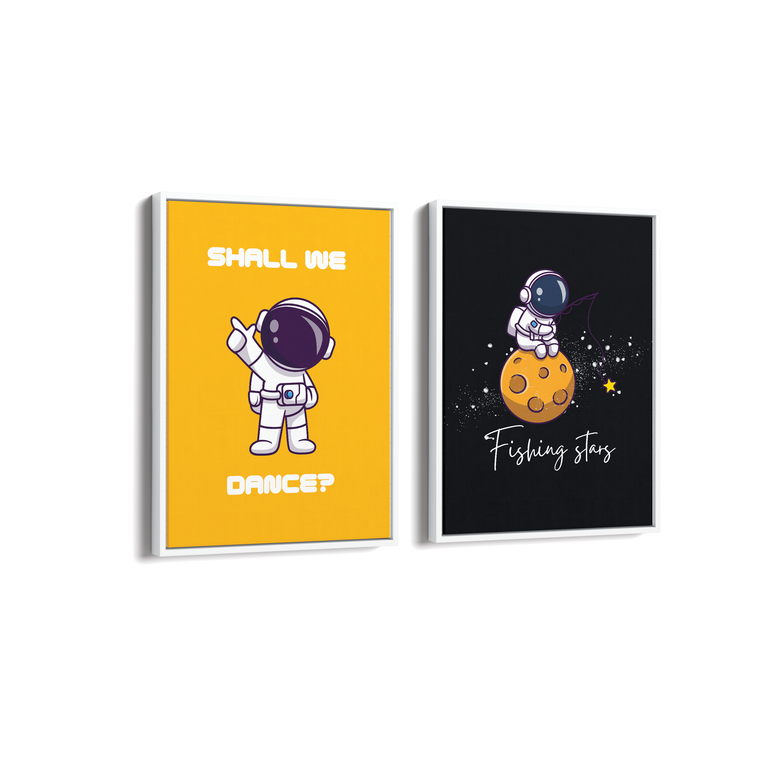 Shall we Dance & Fishing stars Set of 2 Space Art