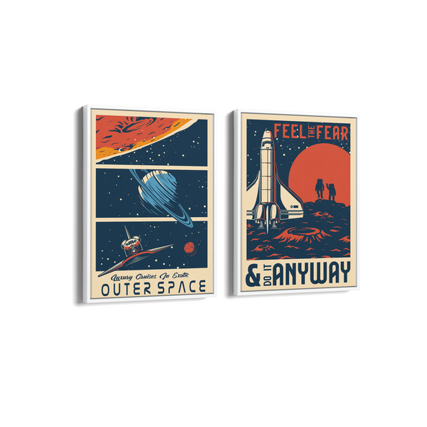 Feel the fear & Outer Space Set of 2 Space Art