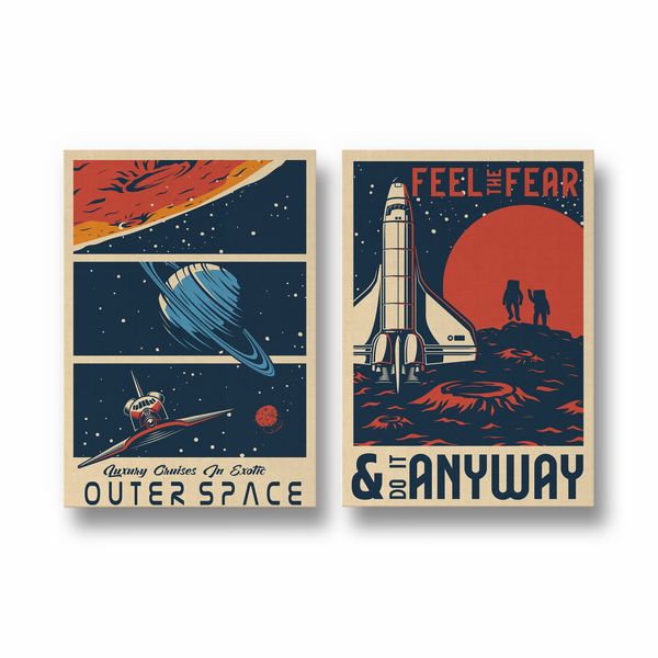 Feel the fear & Outer Space Set of 2 Space Art