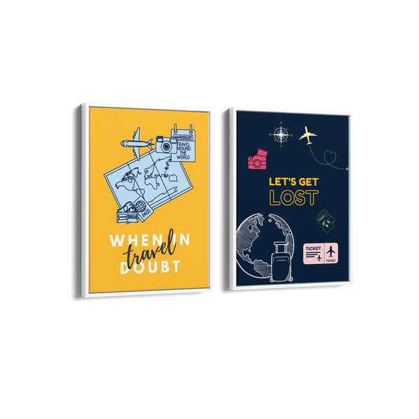 When in doubt & Let's get lost Set of 2 Travel Art