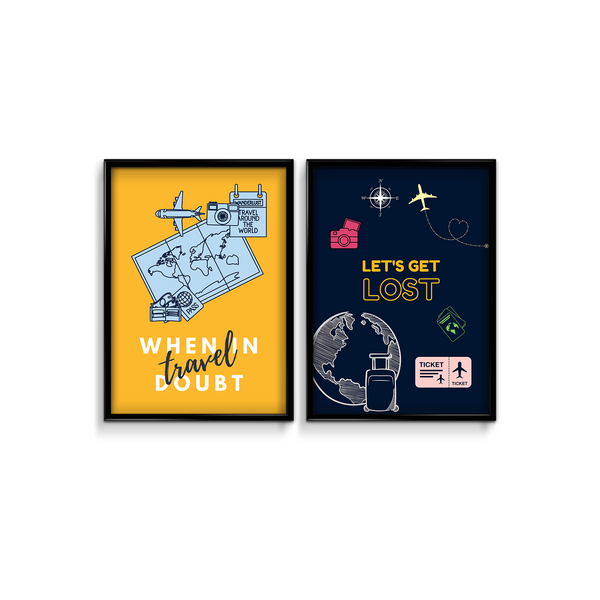 When in doubt & Let's get lost Set of 2 Travel Art
