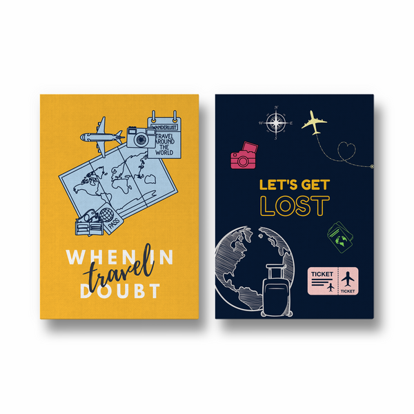 When in doubt & Let's get lost Set of 2 Travel Art