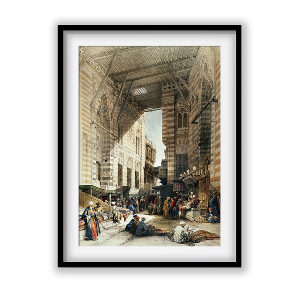 Bazaar of the silk mercers, Cairo illustration by David Roberts (1796–1864) Landscape Art
