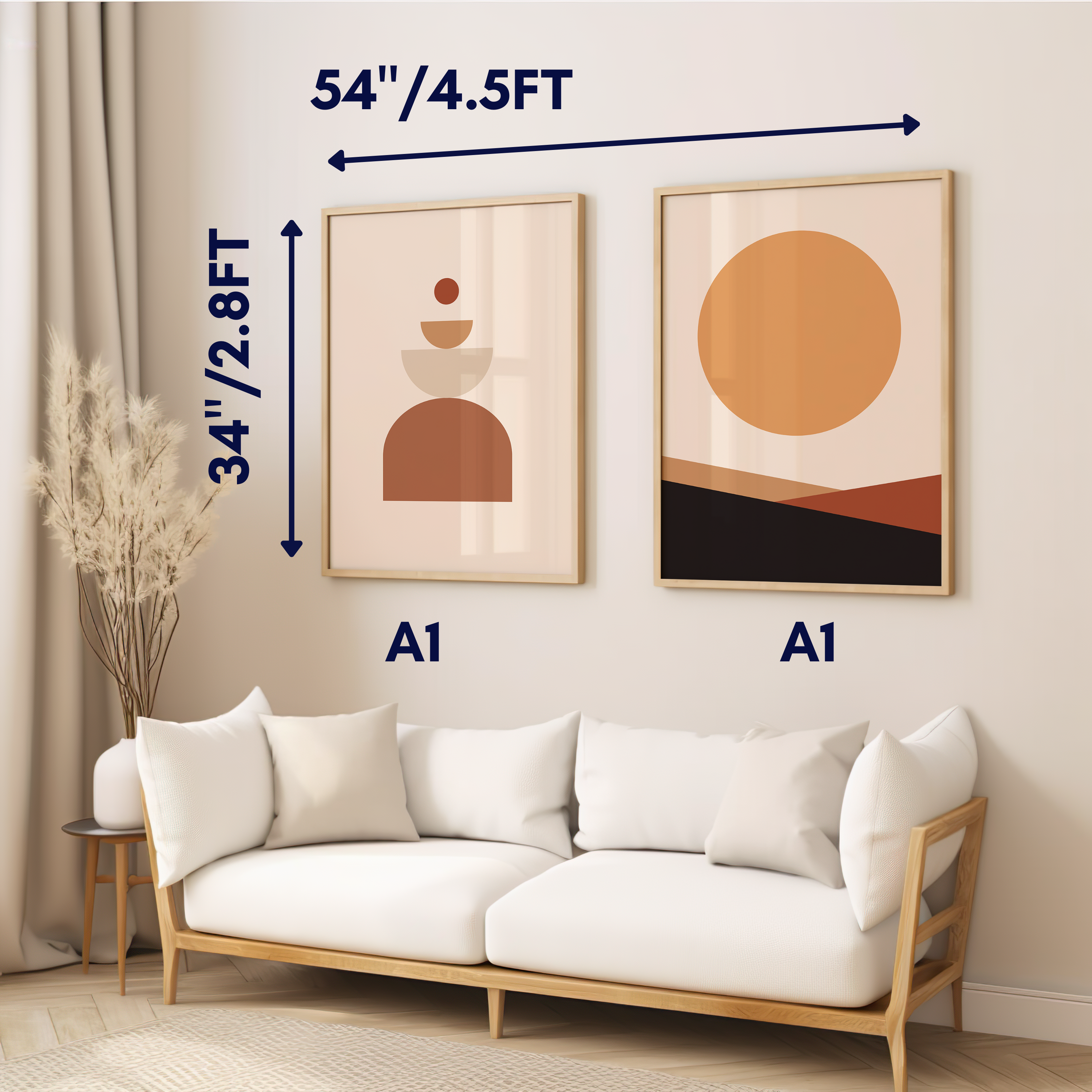 Set of 2 Mid-century Abstract Modern Wall Art