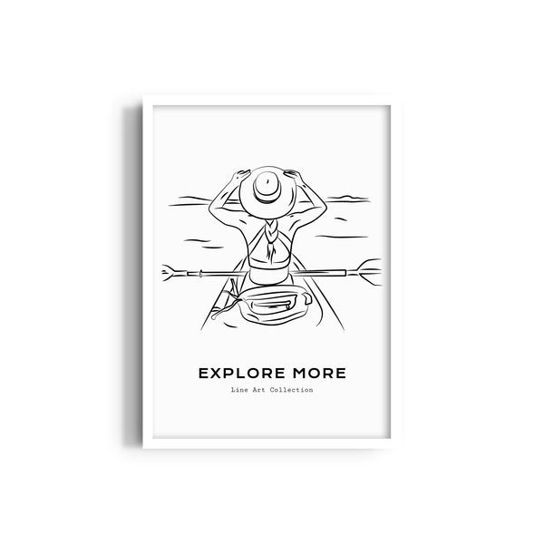 Kayaking Modern Line Wall Art