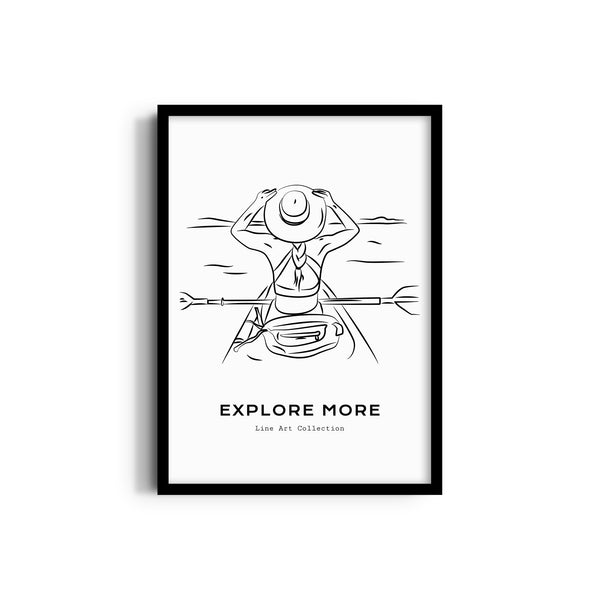 Kayaking Modern Line Wall Art