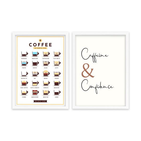 Coffee Guide & Caffeine and confidence Set of 2 coffee Posters