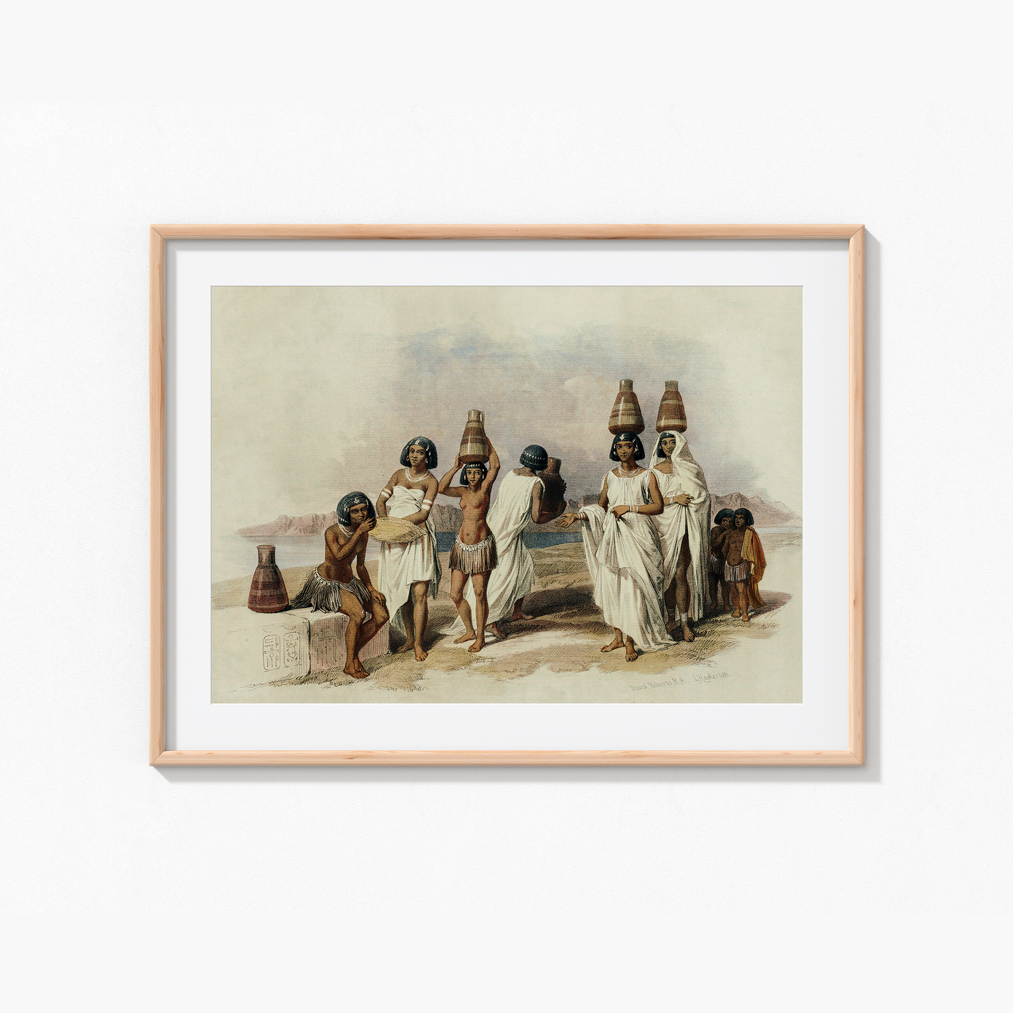 Nubian women at Kortie on the Nile illustration by David Roberts (1796–1864) Landscape Art