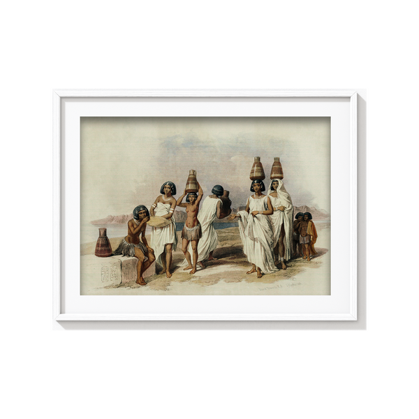 Nubian women at Kortie on the Nile illustration by David Roberts (1796–1864) Landscape Art