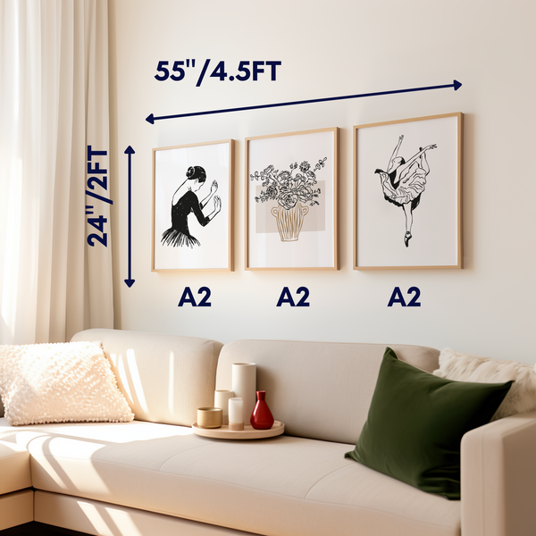 Set of 3 Ballerina & Flower Pot Wall Art