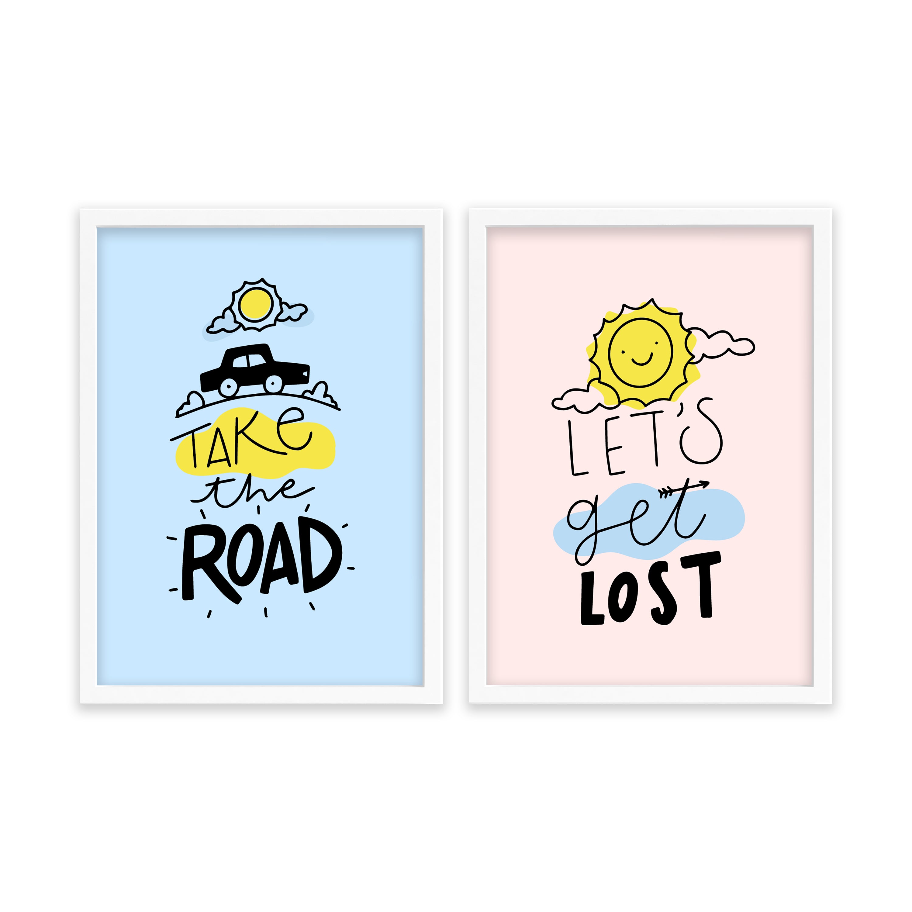Take the road and let's get lost Set of 2 travel Posters