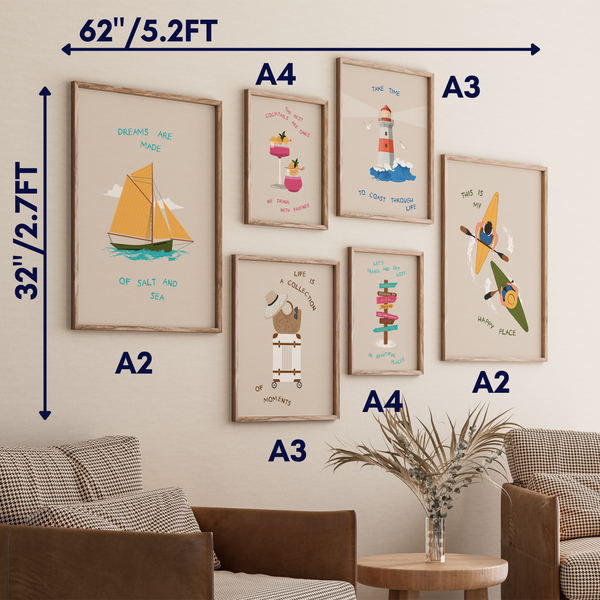 Set of 6 Travel Quotes Wall Art