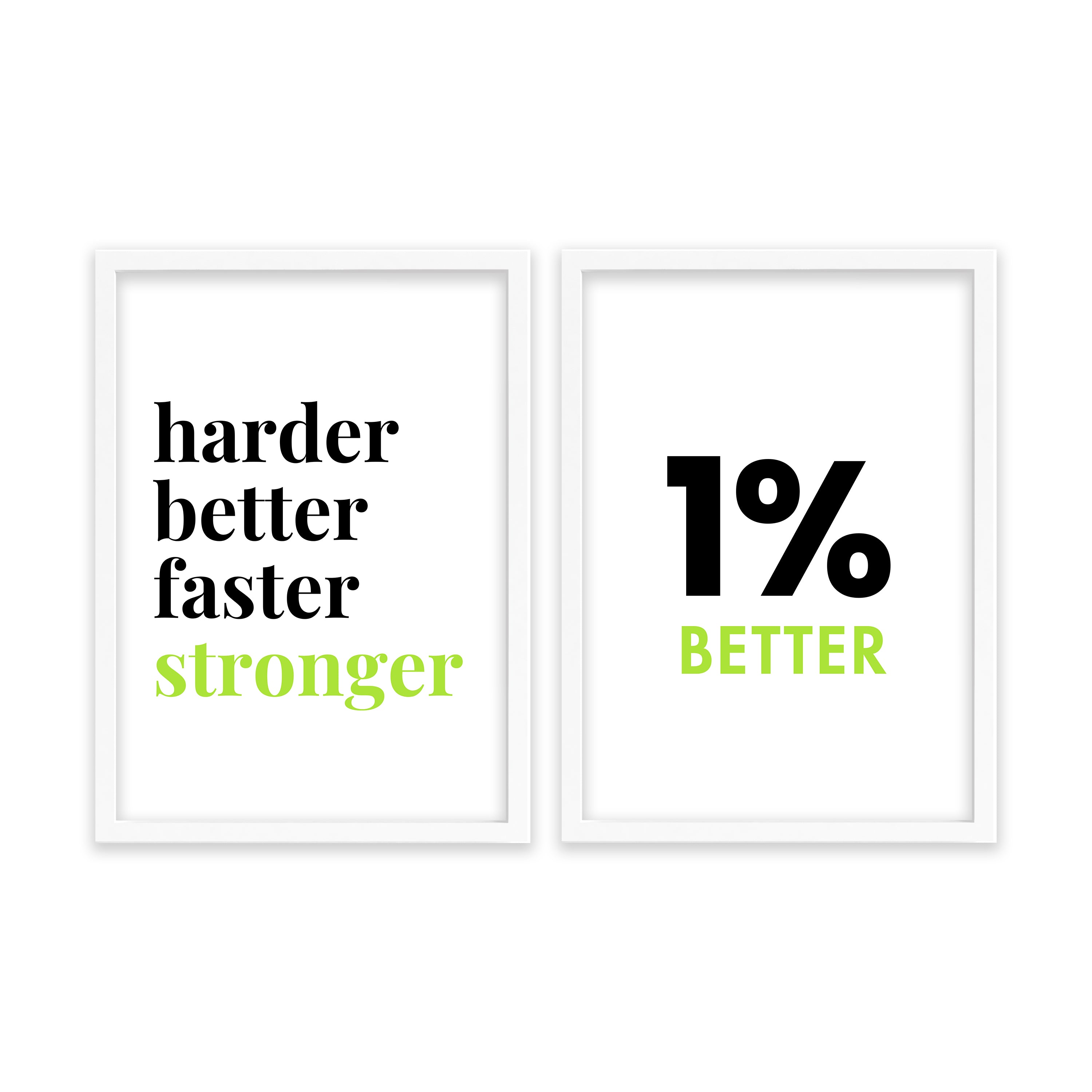 Harder better and 1 percent better Set of 2 Gym Posters