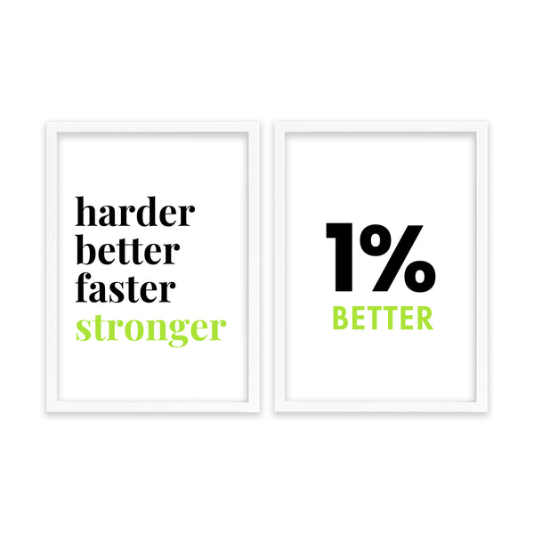 Harder better and 1 percent better Set of 2 Gym Posters