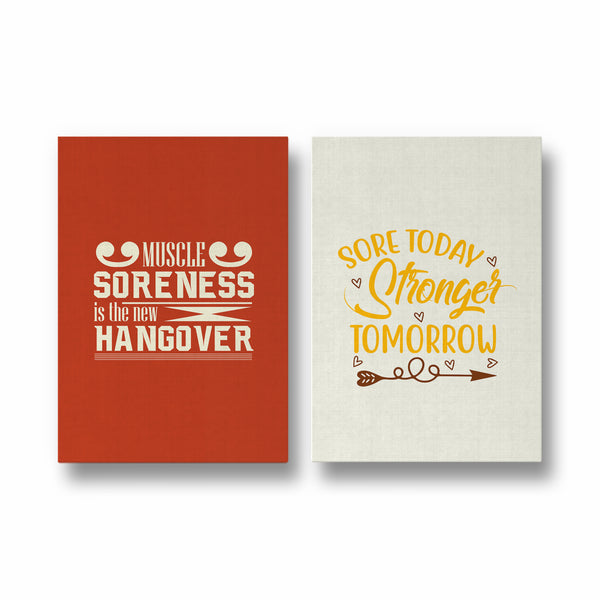 Muscle soreness and sore today stronger tomorrow Set of 2 Gym Posters